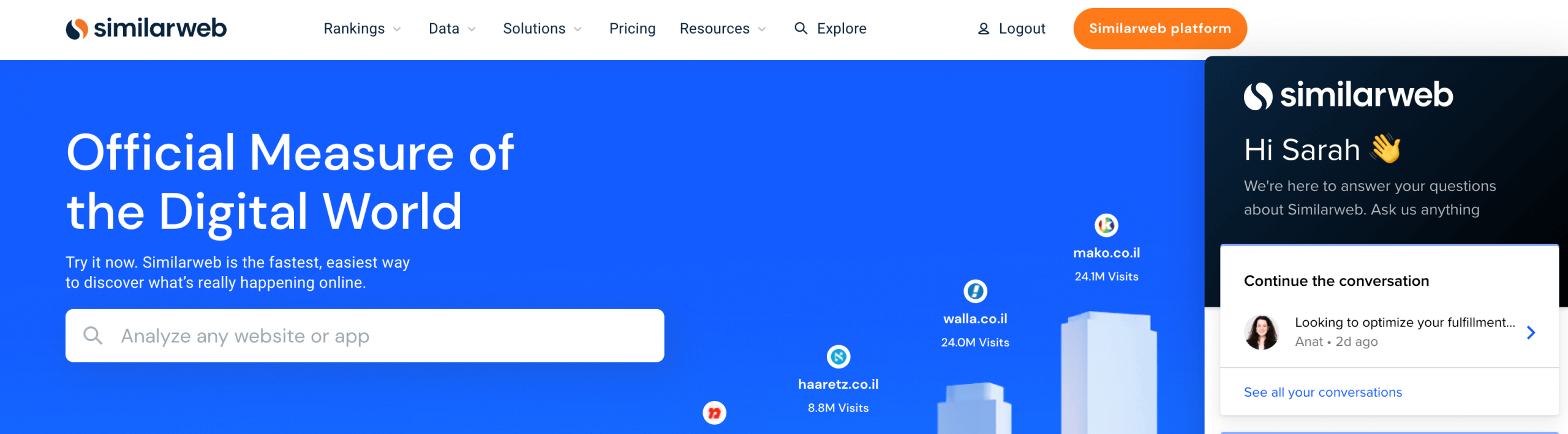 Simialrweb’s chatbox.