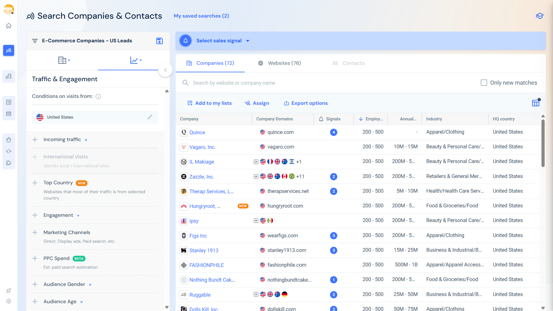 Similarweb's Sales Intelligence and LinkedIn Sales Navigator surface this intel in real time