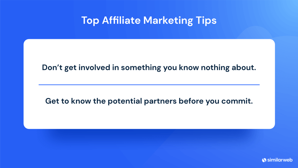 Illustration of two top affiliate marketing tips