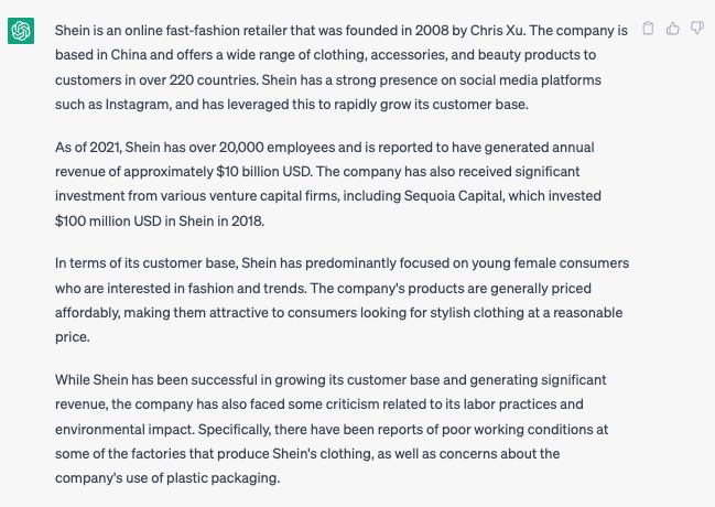ChatGPT for AEs shein
