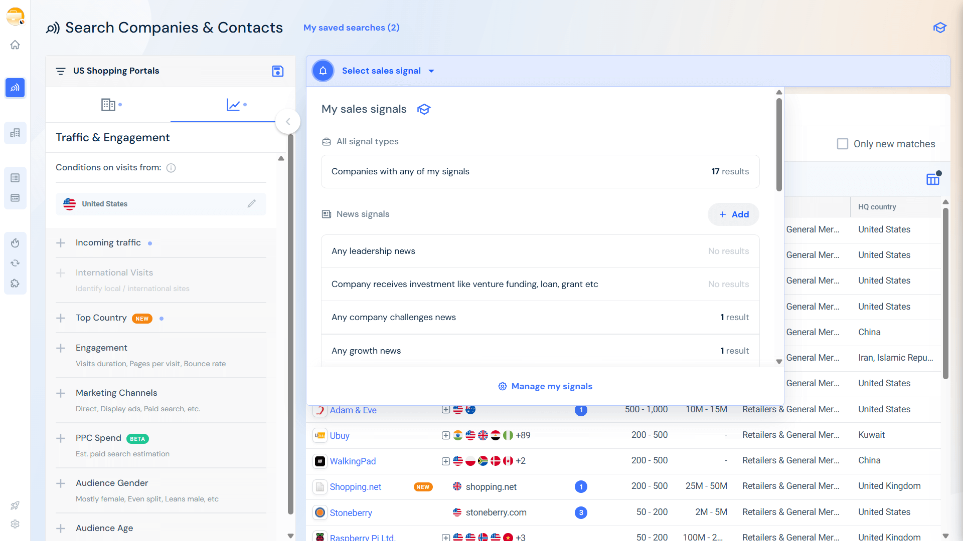 Select your sales signal 