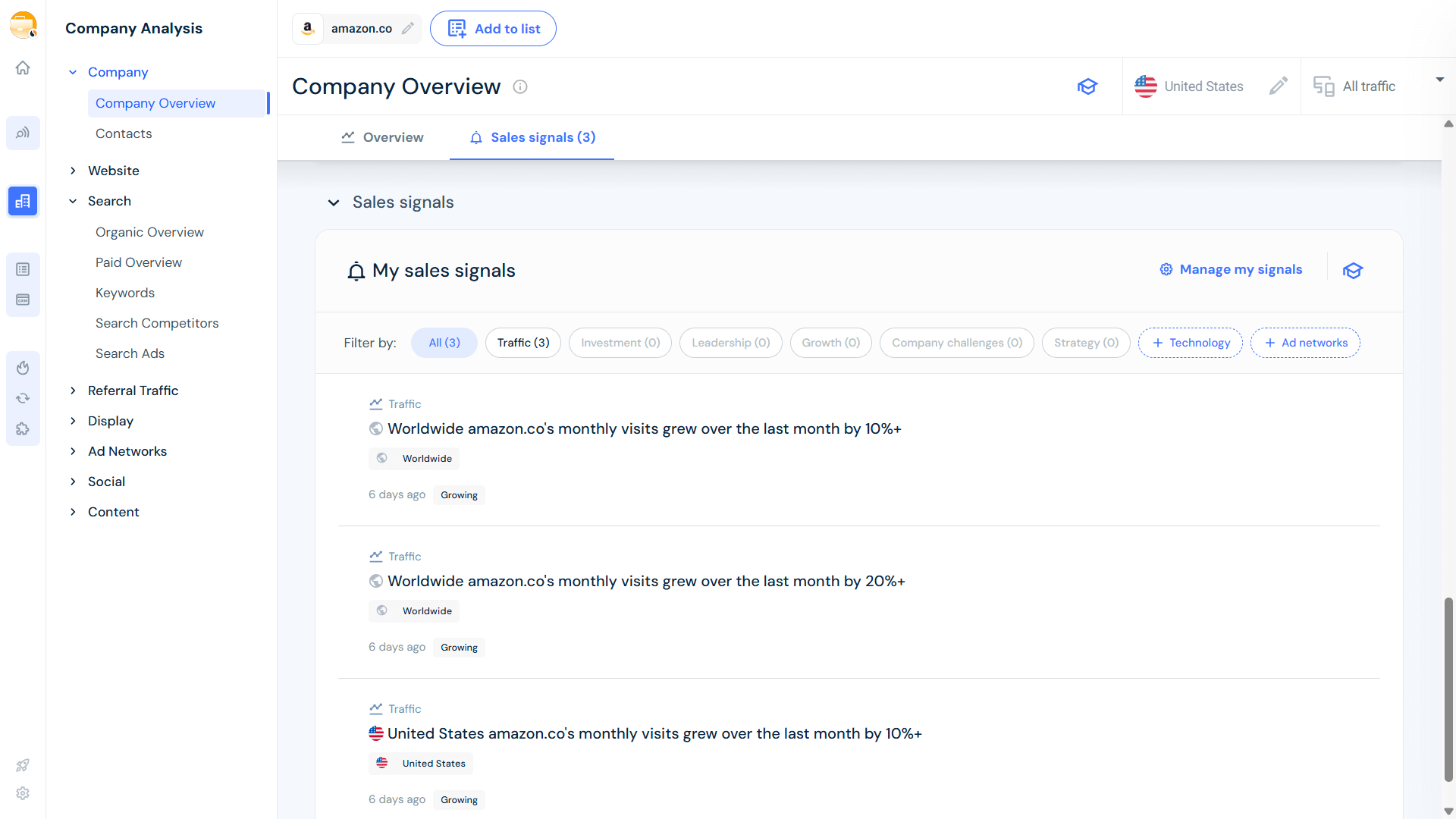 Dive into company-level signals 