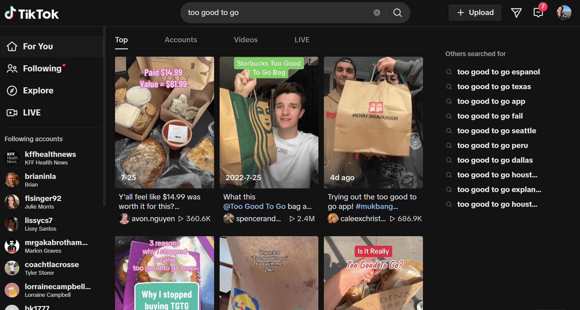Too Good to Go "surprise bag" openings on TikTok