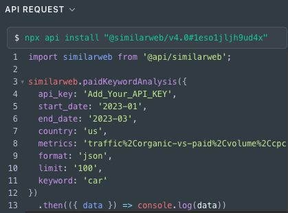 Screenshot of an API Request