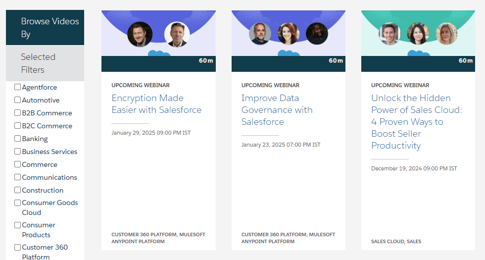 Salesforce webinars