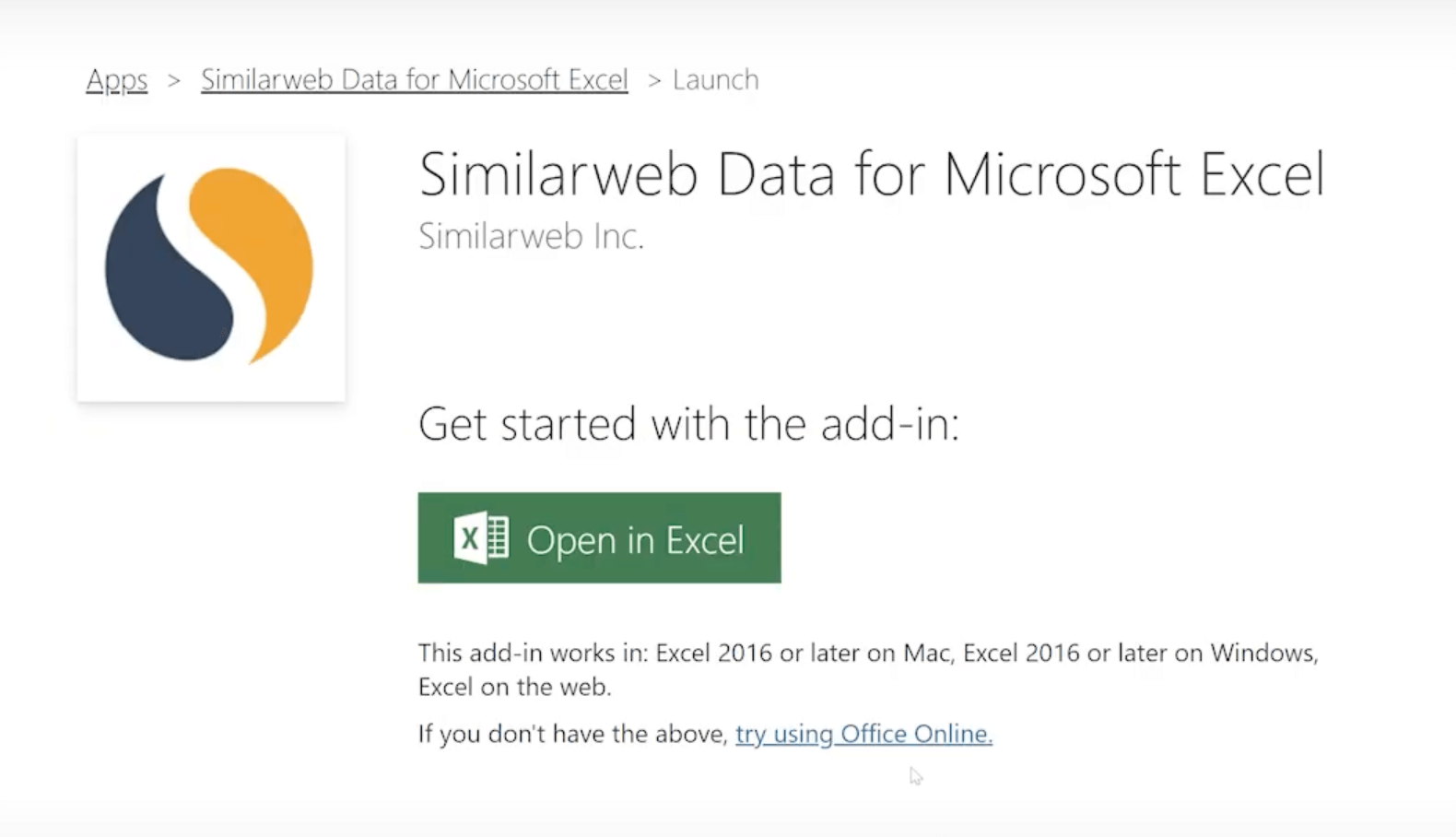 Excel feature to download from Microsoft marketplace