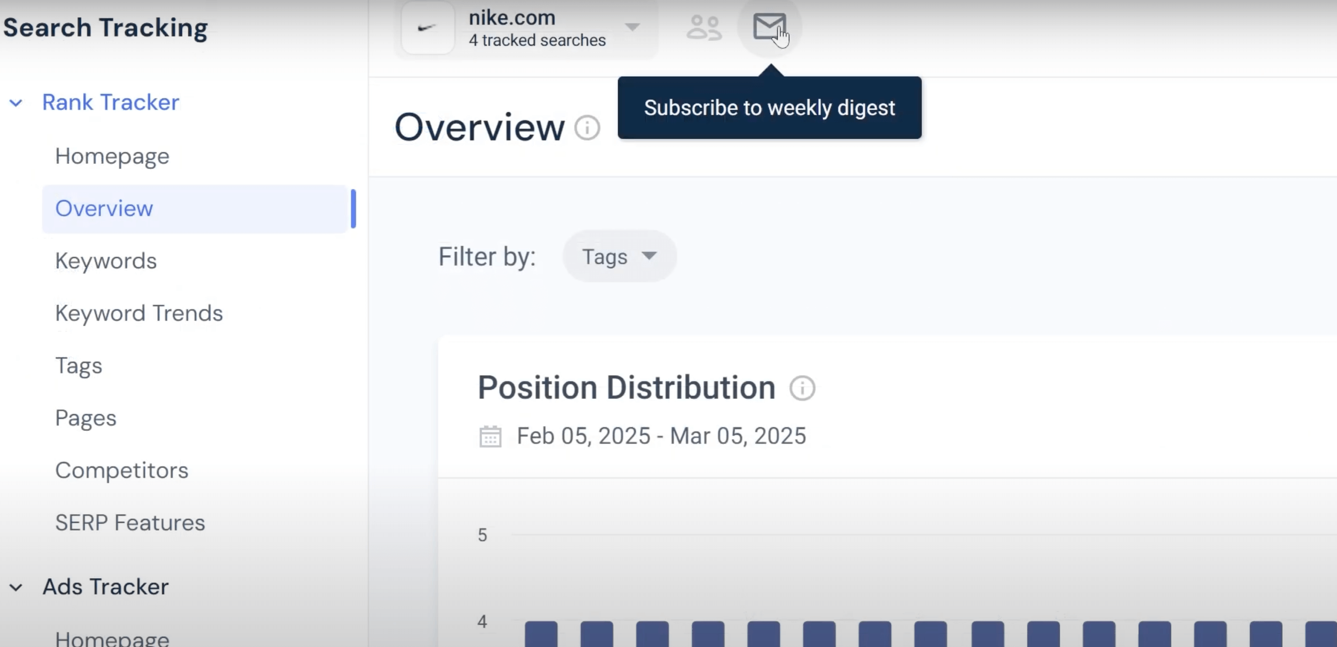 New subscription to weekly digest 