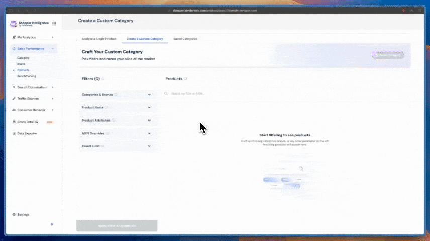 Custom categories setting