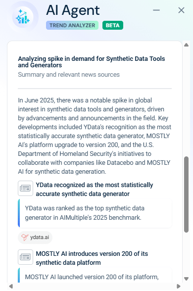 Trend analysis for synthetic data