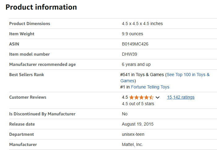 Magic 8 ball - Product and brand information