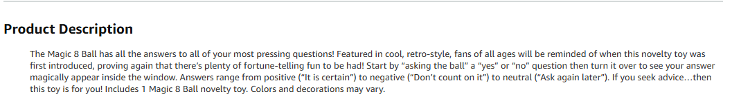 Magic 8 ball - Product description