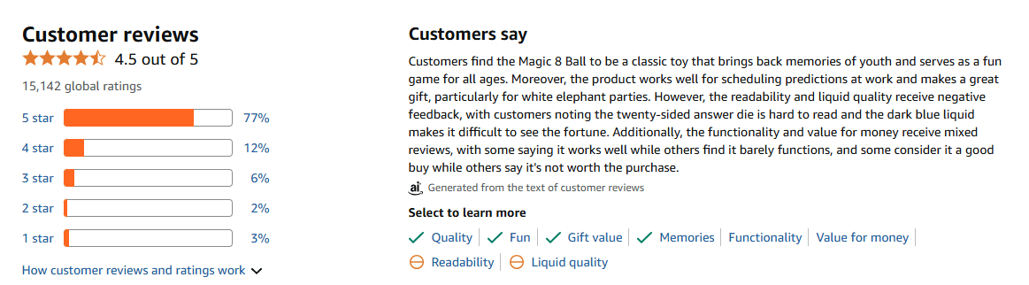 Magic 8 ball - ratings