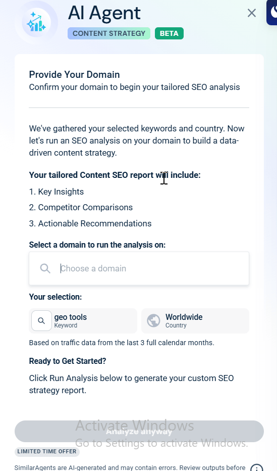 Run the AI SEO Strategist agent