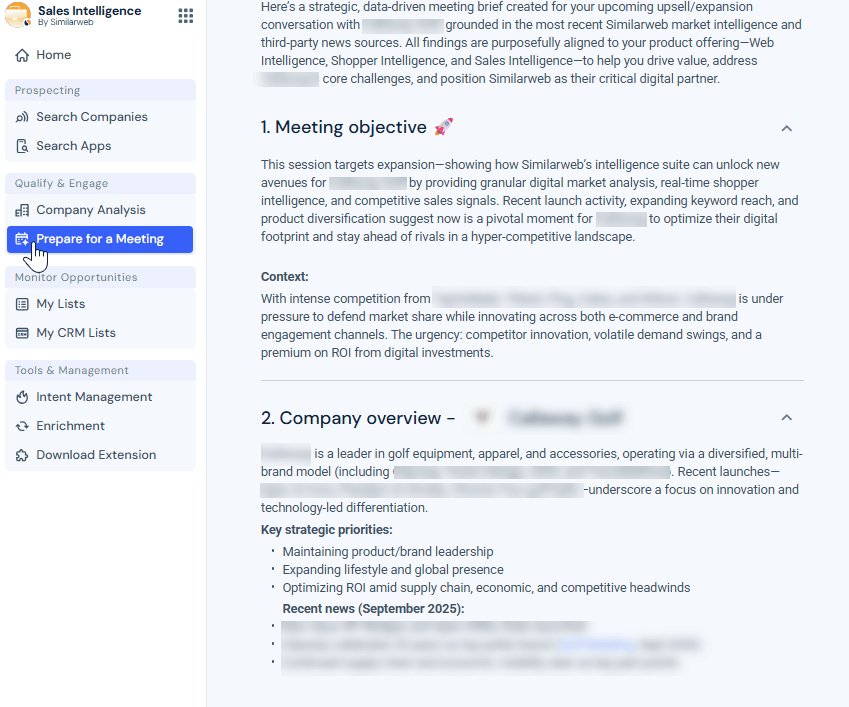Similarweb AI Meeting Prep