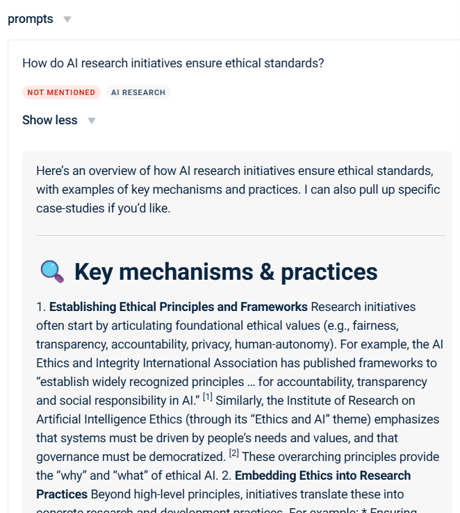 Prompt example for AI Research topic