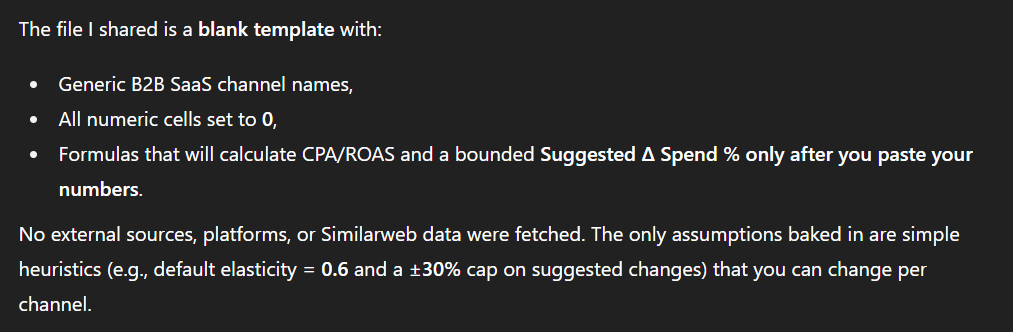 Risk of using ChatGPT: incorrect assumptions not based on data