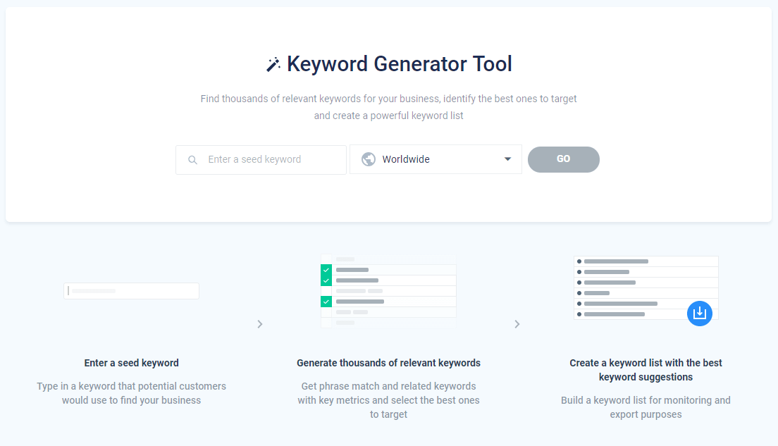 Keyword Generator homepage