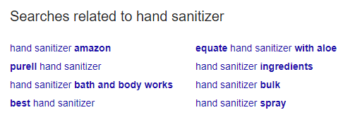 Google searches related to hand sanitizer