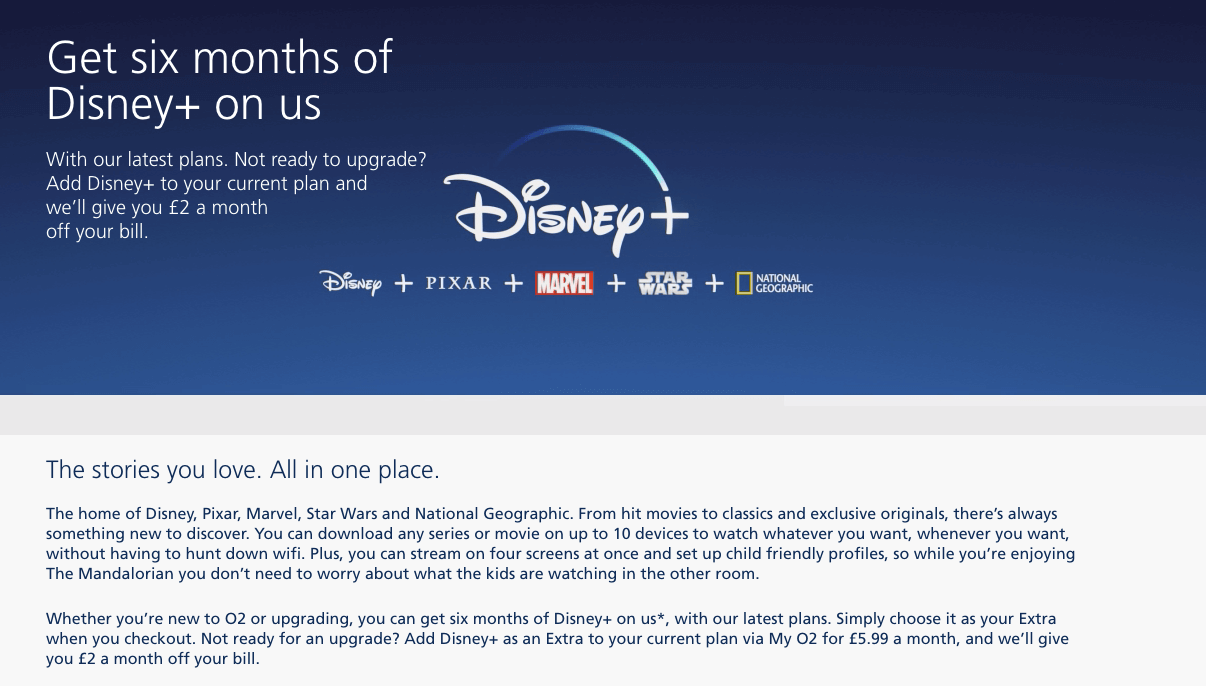 Disney+ is partnering with the telecommunications company, O2