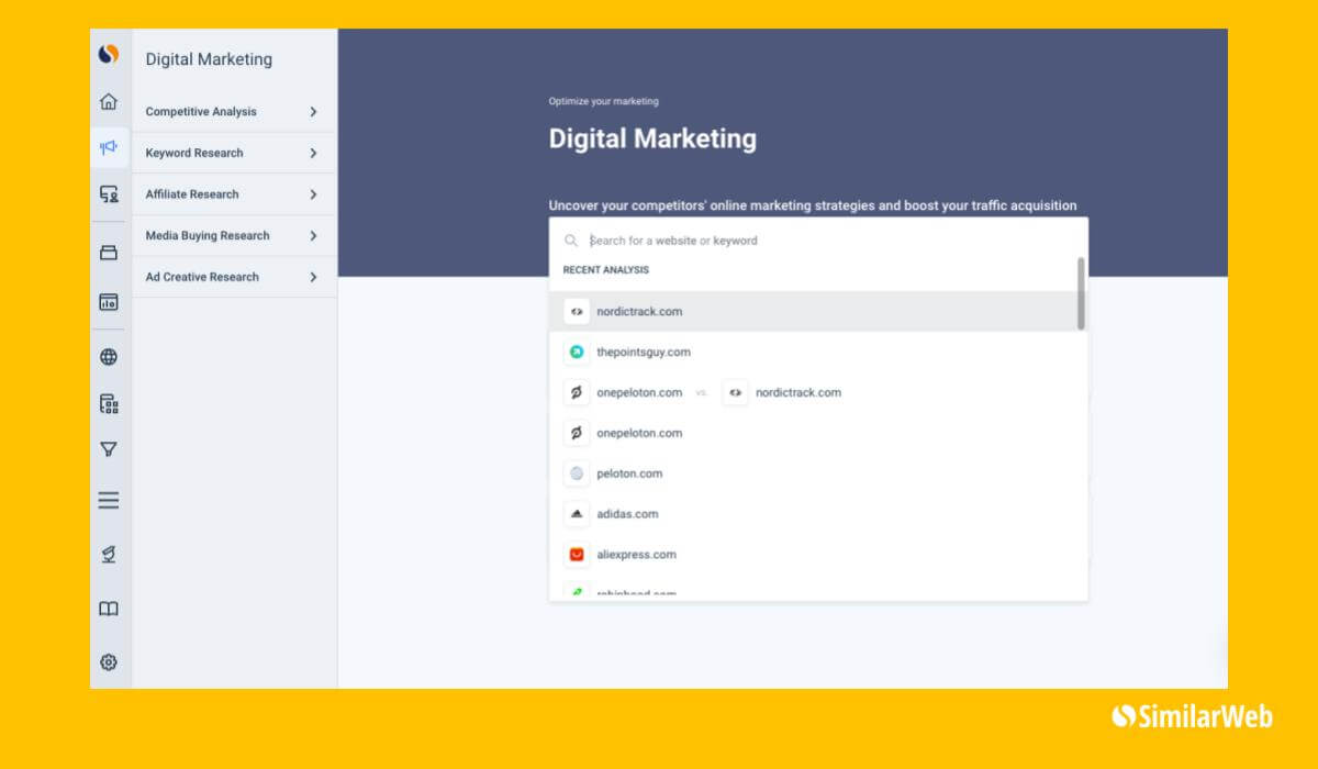 Digital Marketing Page on Similarweb