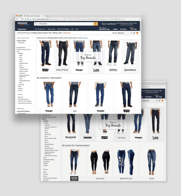 jeans searches on amazon.com