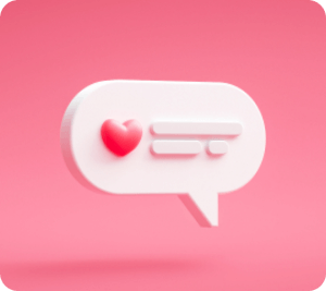 Chat bubble with a heart
