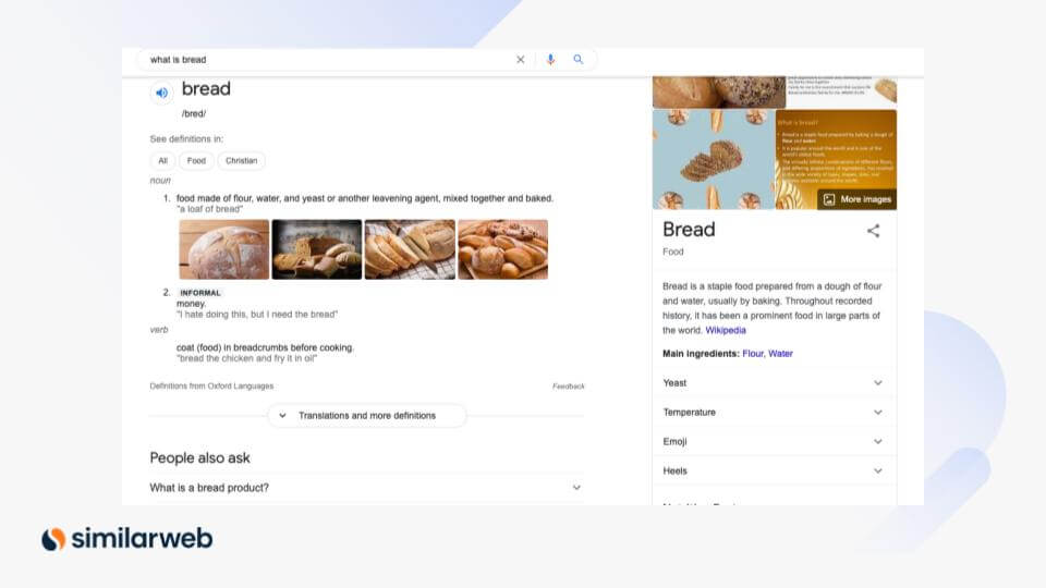 "what is bread" SERP features example 