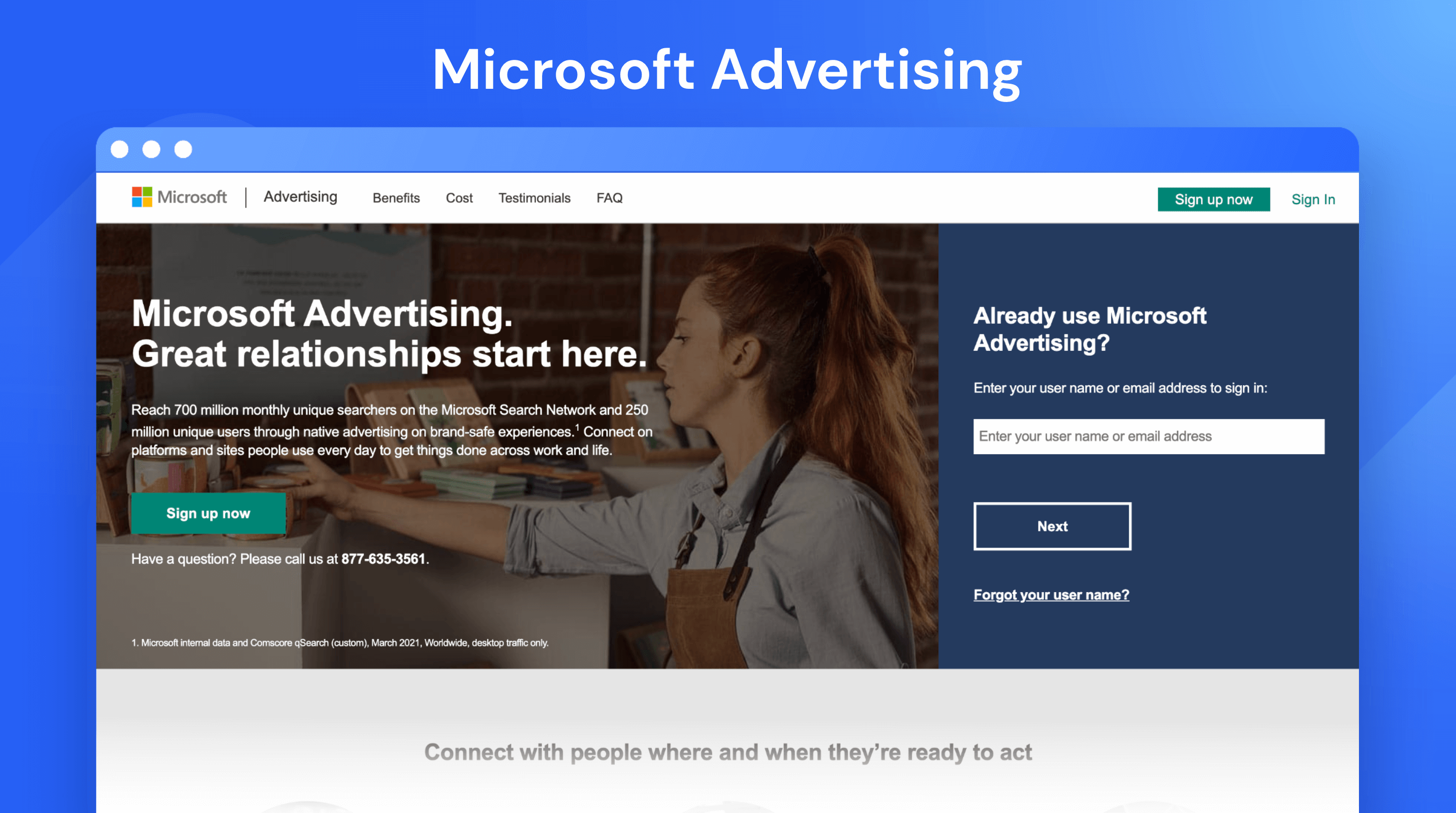 Microsoft Advertising homepage for PPC Strategy