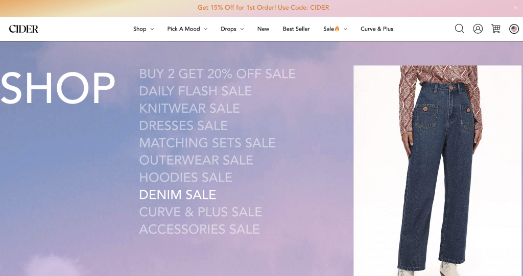 shopcider.com homepage