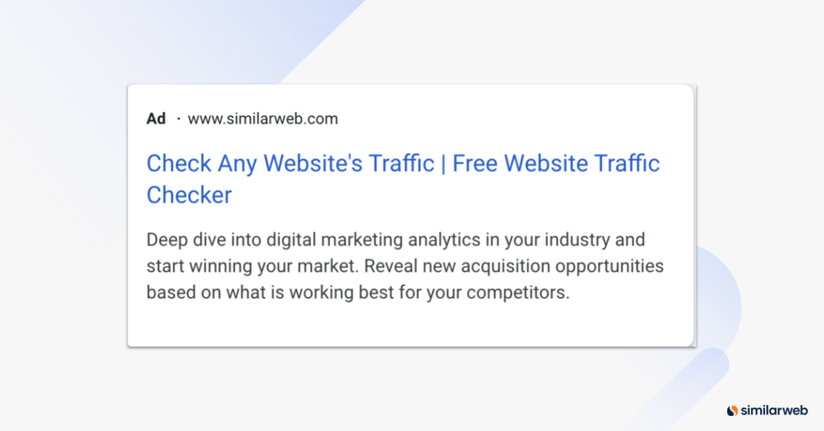 Similarweb PPC ad on Google as an example of keyword auctions.