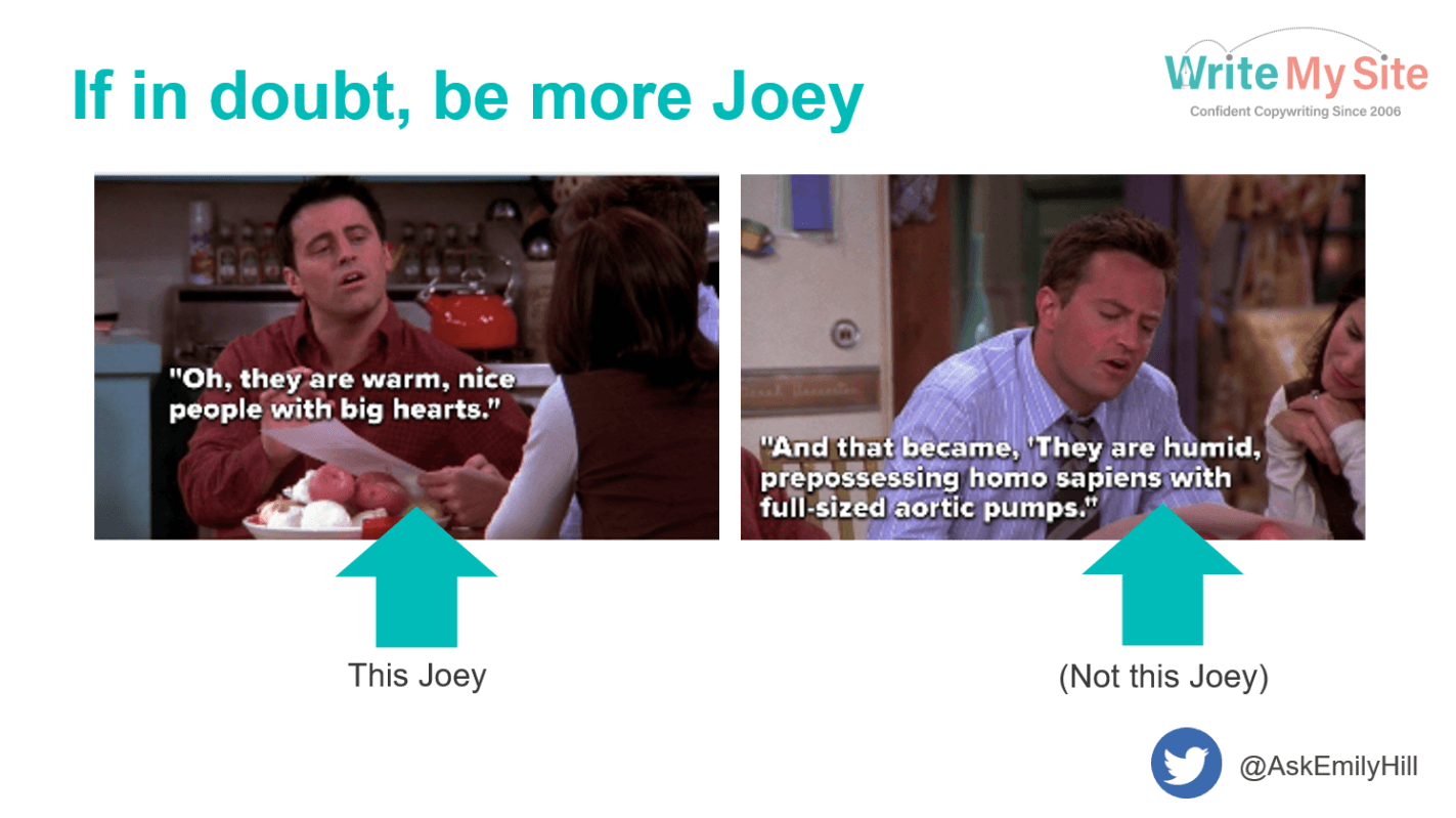 How to optimize your content for readability featuring Joey from "Friends".
