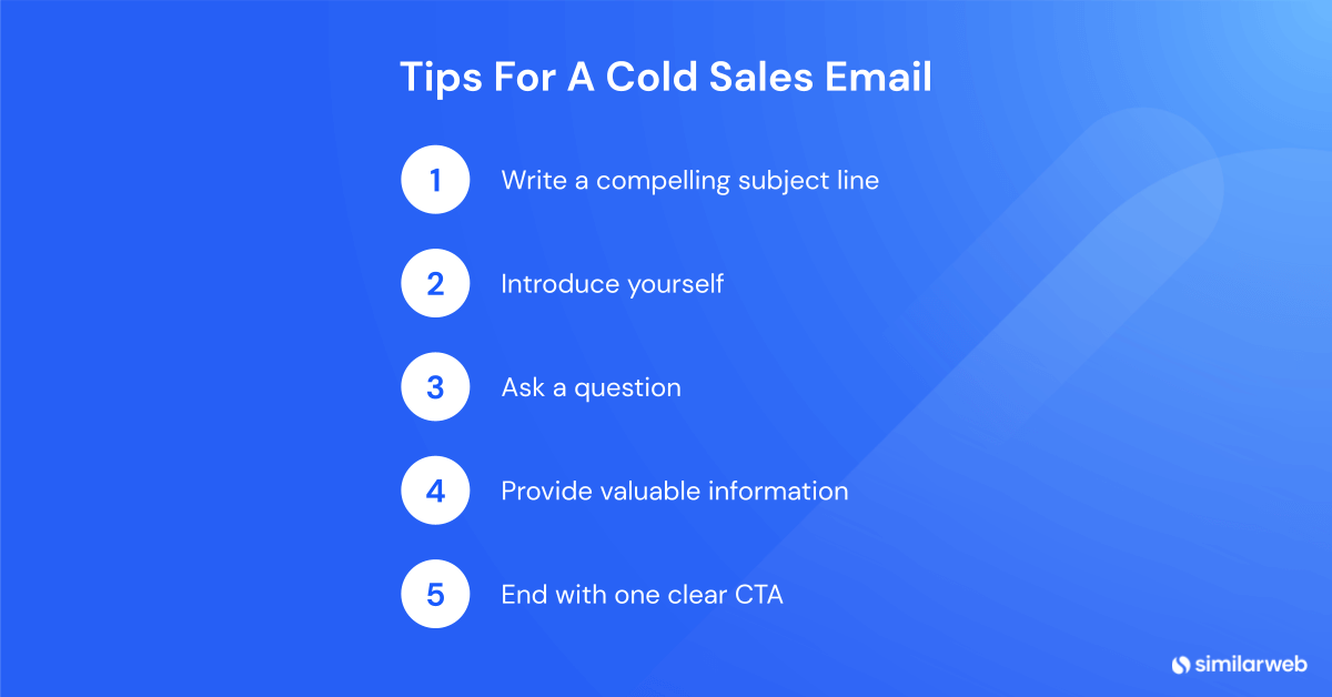 A list of 5 tips for writing a cold sales email.