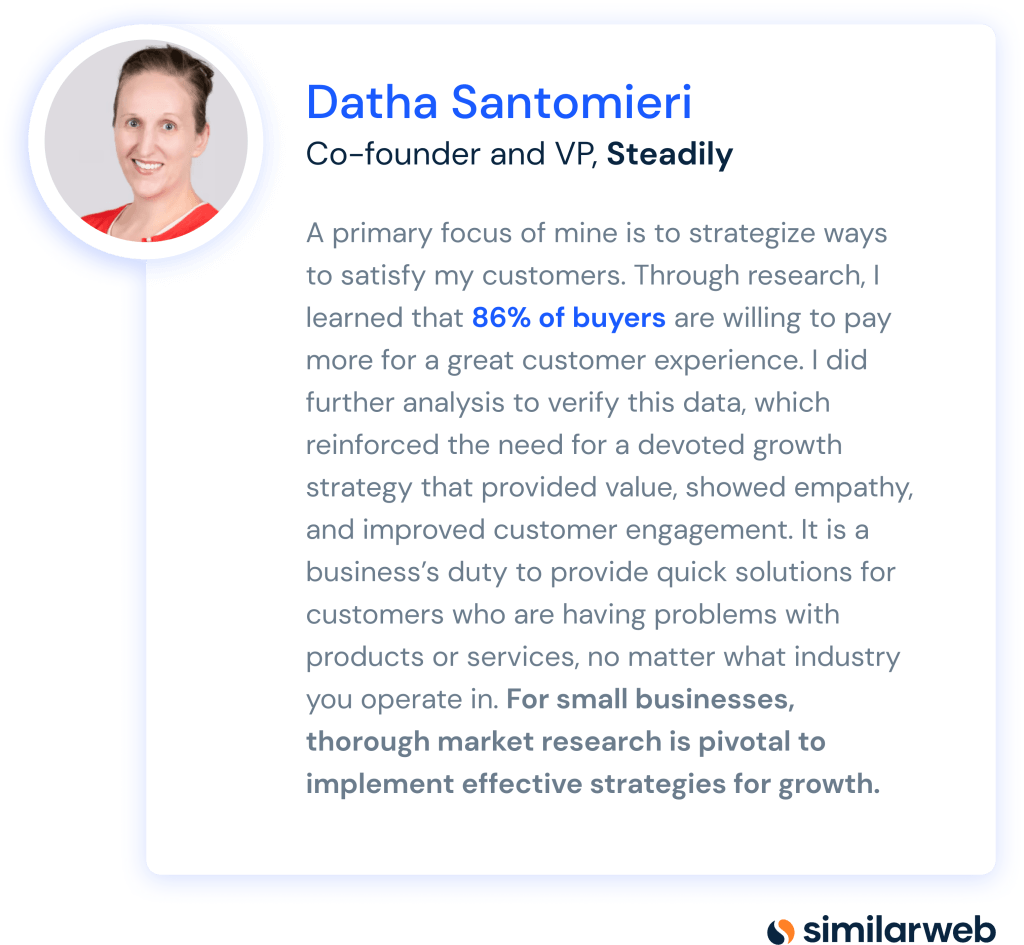 small business research quote from Datha Santomieri of steadily