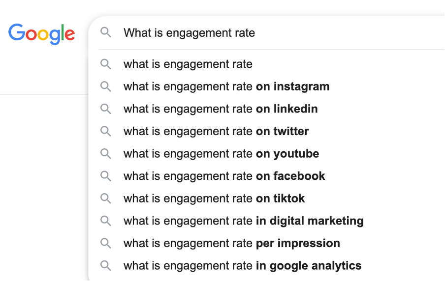 Engagement rate google search results
