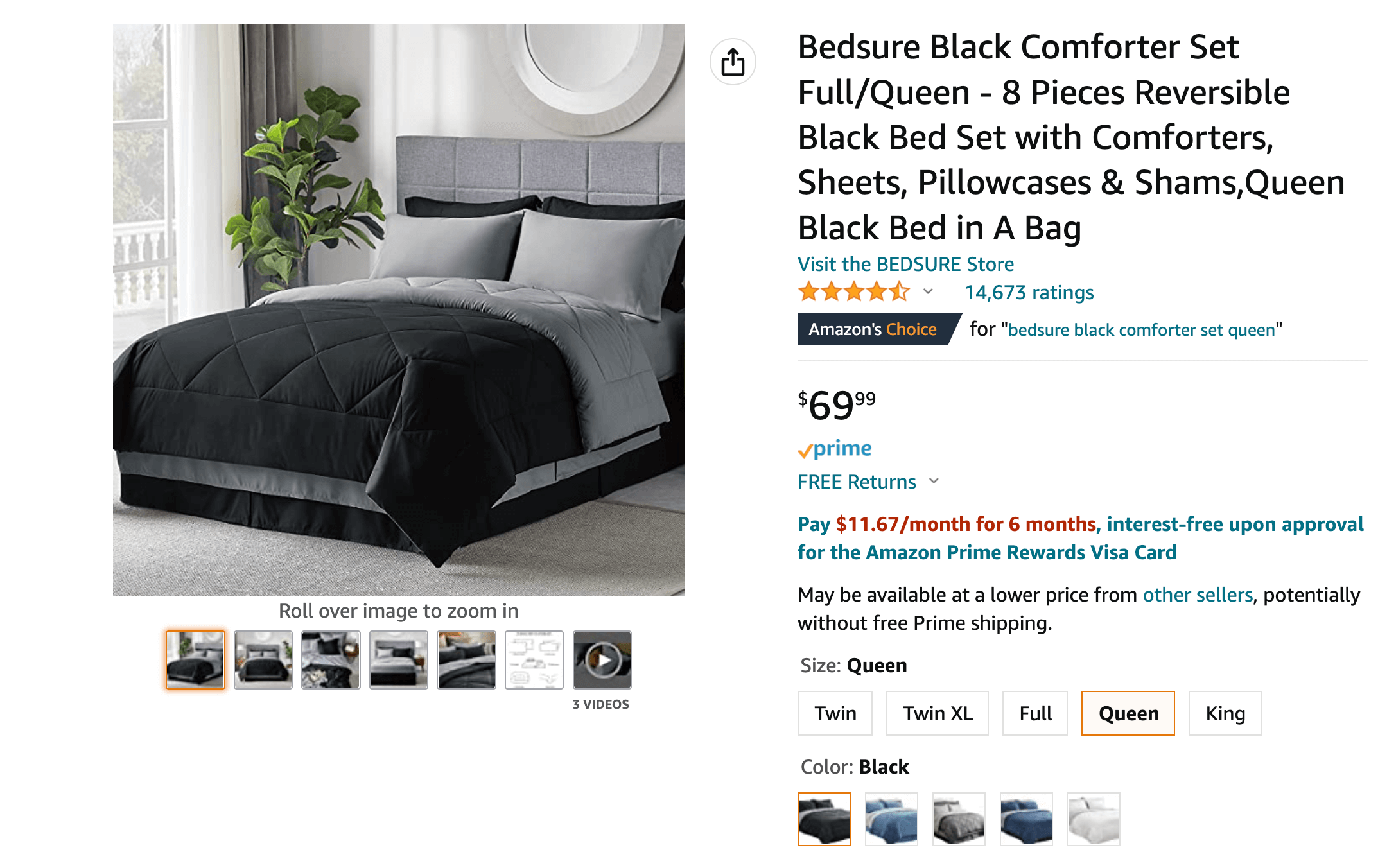 Bedsure Comforter and Bedding Set, Amazon listing