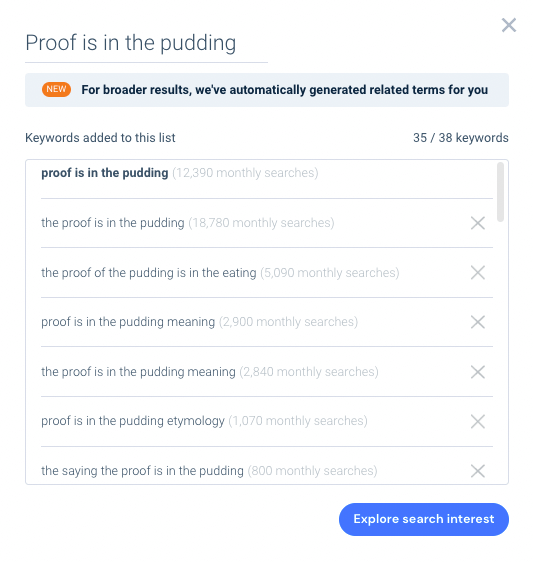 proof is in the pudding search terms